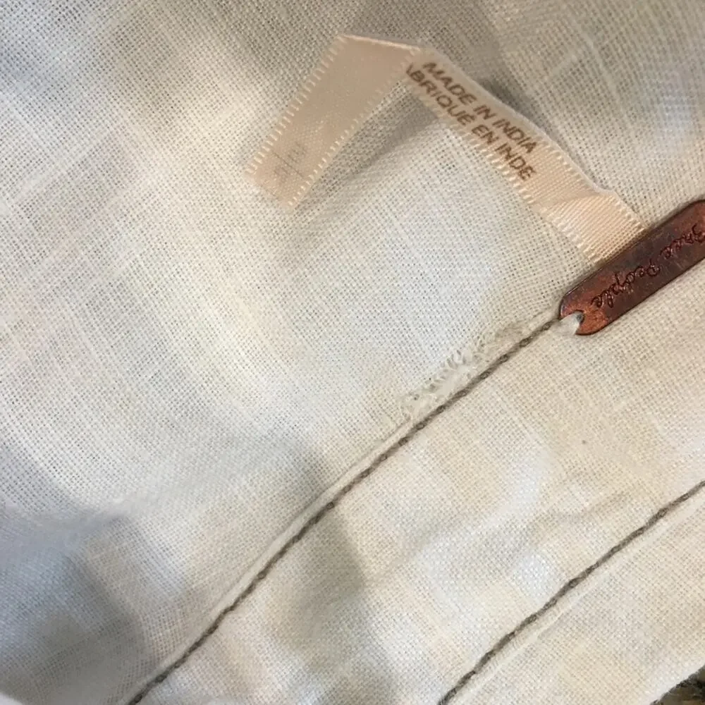 Free People White Linen Long Sleeve  Button Down Small